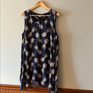 Maurices Navy Tropical Print Sleeveless Dress  size Xl lined